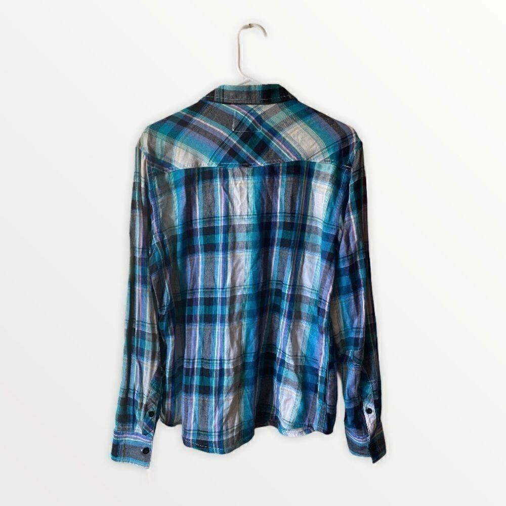 OP Blue Plaid Button Down size M - Picture 2 of 5